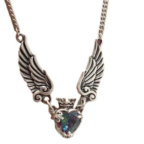 Beautiful Little winged heart articulated necklace with a vitrial Crystal Heart - Picture 2 of 8
